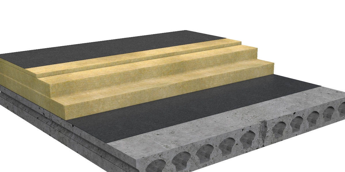 Løsning med stenuld plade på beton